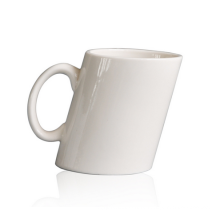 Haonai white ceramic slant mug,slope ceramic mug,slant coffee mug.